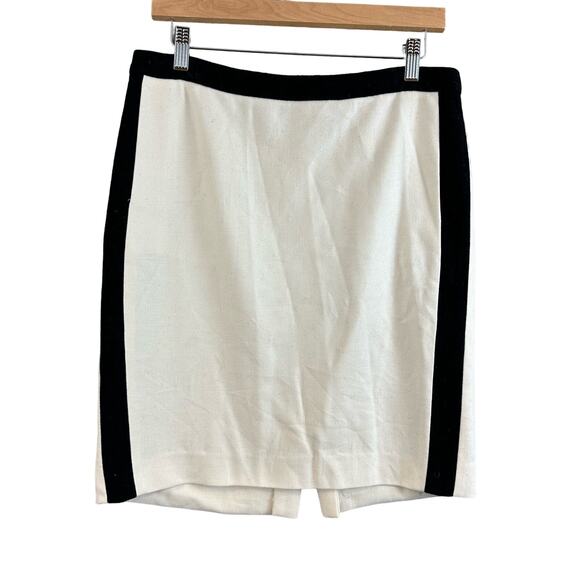 J. Crew Dresses & Skirts - J. Crew Pencil Skirt Ivory Wool Black Velvet 6 S Small